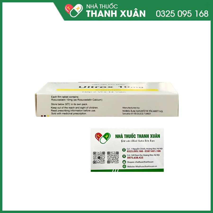 Ultrox 10mg thuốc điều trị tăng cholesterol máu, phòng ngừa các biến cố tim mạch